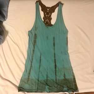 Blue and brown tie dye dress